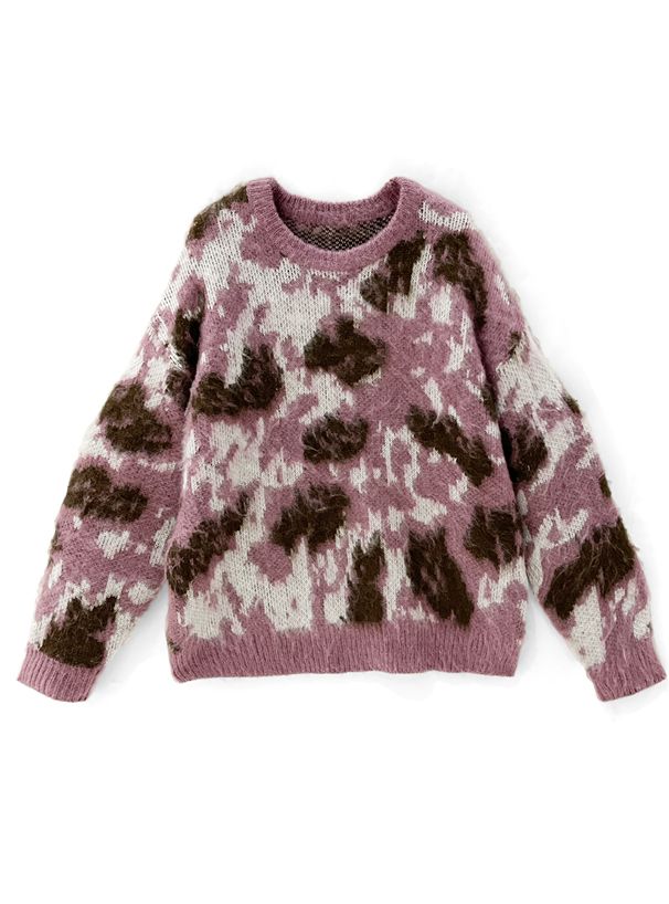 日本 GRL - 扎染風寬鬆柔軟針織毛衣-海軍藍