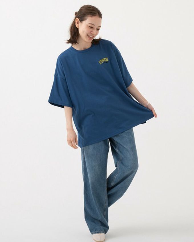 日本 gleam - 美式復古糖果印花寬大風短袖T恤-炭灰