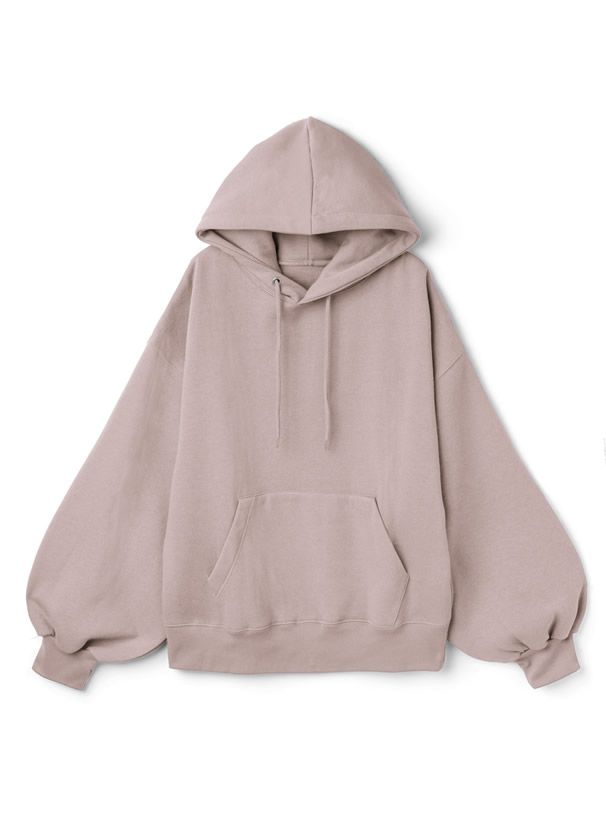 日本 GRL - 休閒舒適刷毛保暖帽T-灰米 (F)