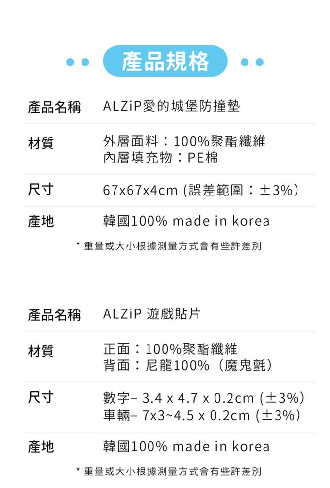 Alzipmat - 韓國 愛的城堡防撞墊+數字遊戲貼片組合 (單片米色)