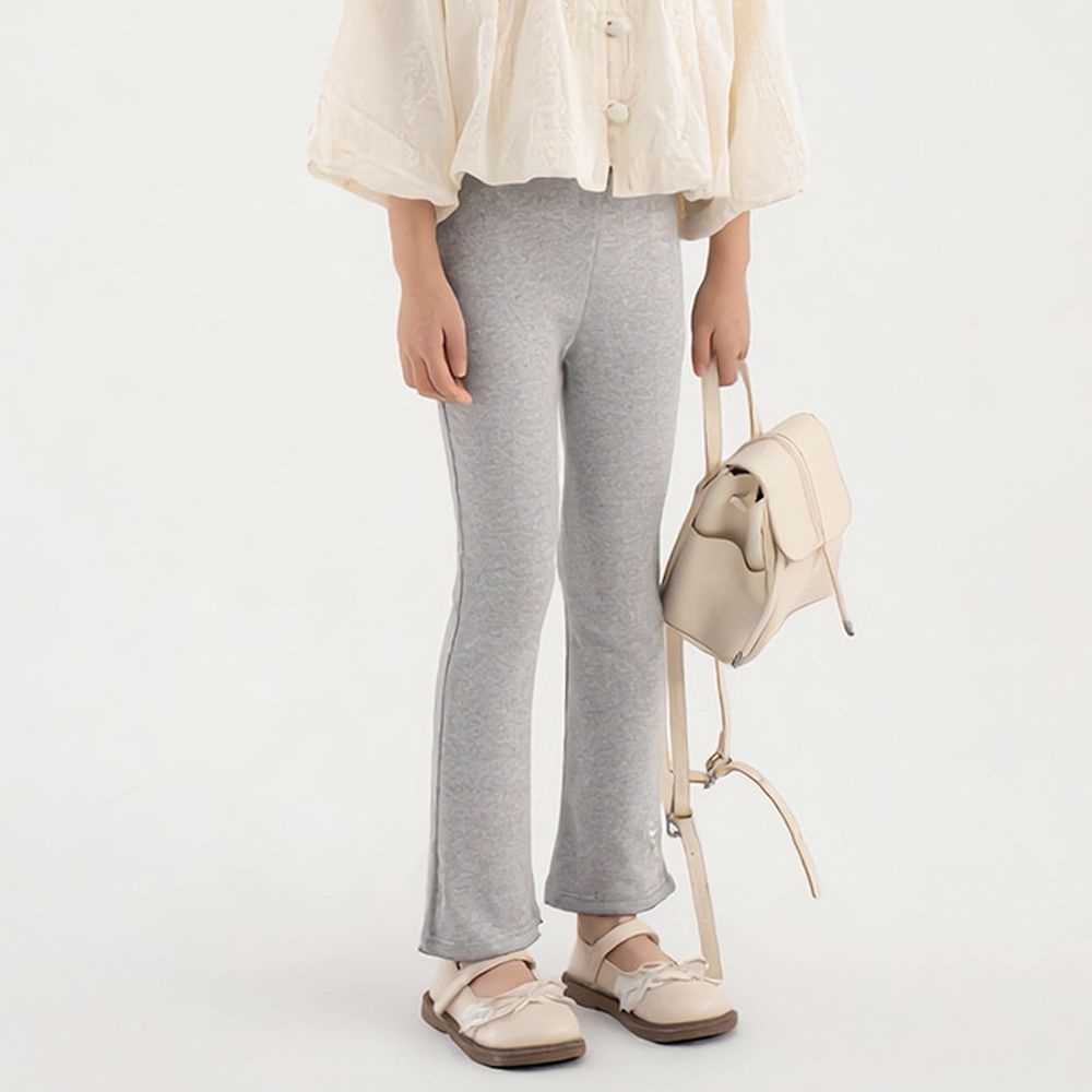 喇叭內搭褲-愛心蝴蝶結-淺灰