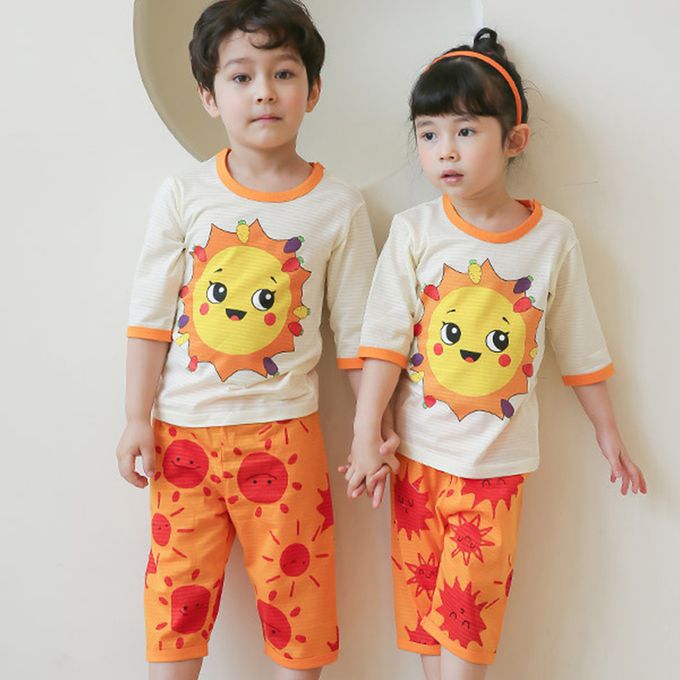 正韓 Puco - 超優質嬰幼兒/兒童七分袖100% 有機純棉家居服/睡衣-陽光燦爛