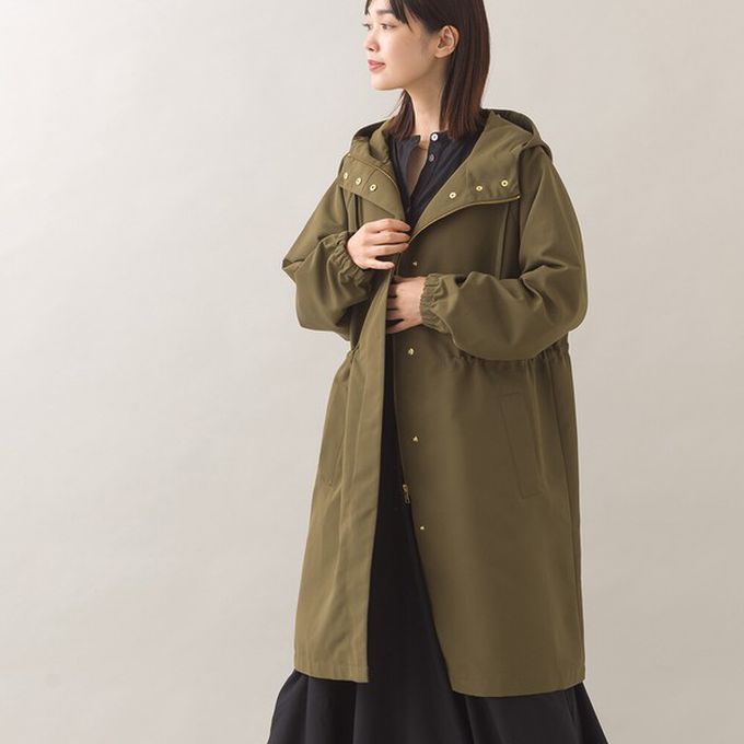 日本 OMNES - 潑水加工 派克連帽風衣長版外套-寶藍