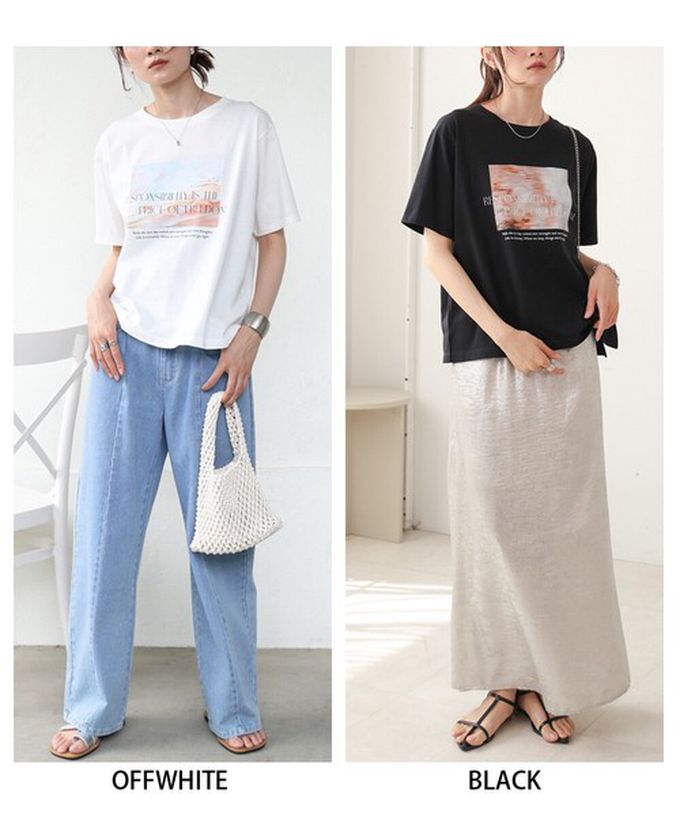 日本 Bab - 100%棉 俐落光影印花短袖T恤-白 (M)