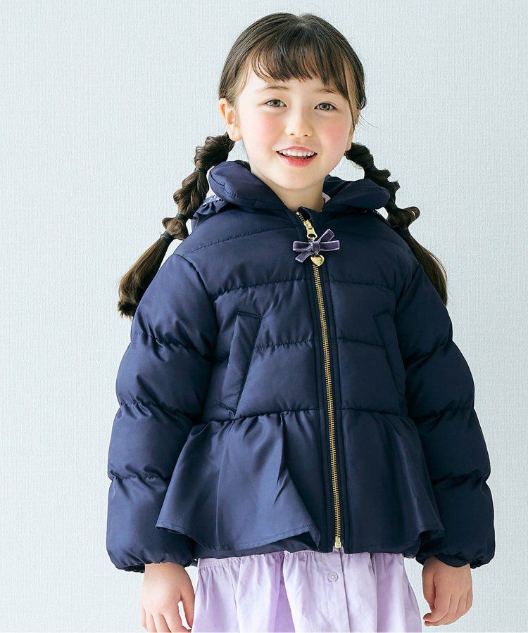 日本 apres les cours - [女孩最愛]愛心金釦夢幻荷葉鋪棉外套-酒紅