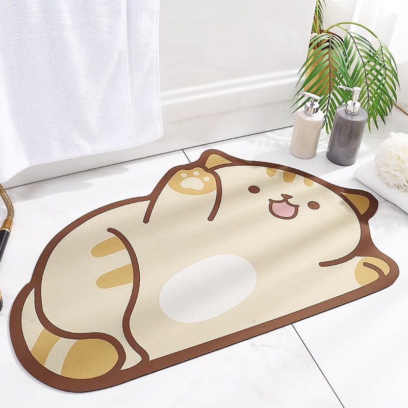 科技絨速乾防滑腳踏墊-小灰狗伸懶腰