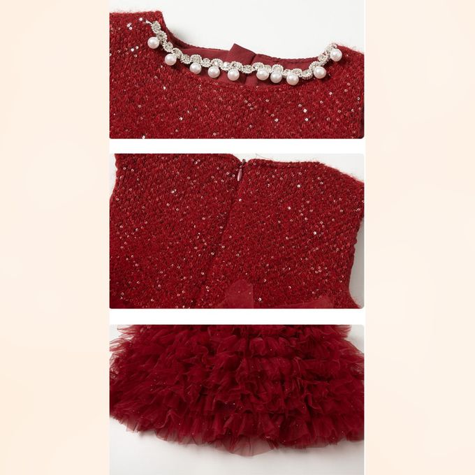 新年拜年法式甜美珍珠鑽飾領口蛋糕網紗洋裝