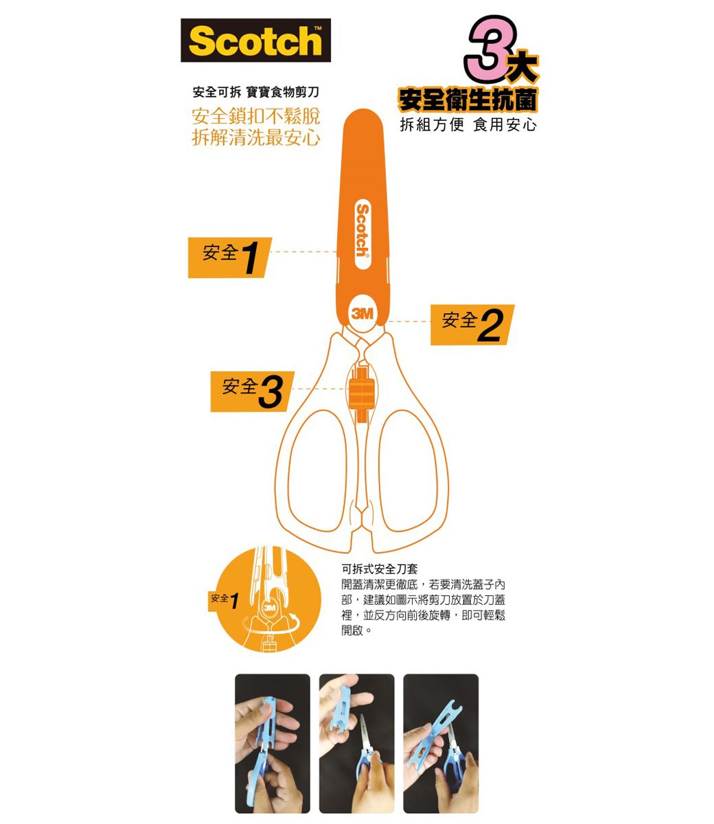美國 3M - SCOTCH 寶寶可拆式食物剪刀1.5-甜蜜粉
