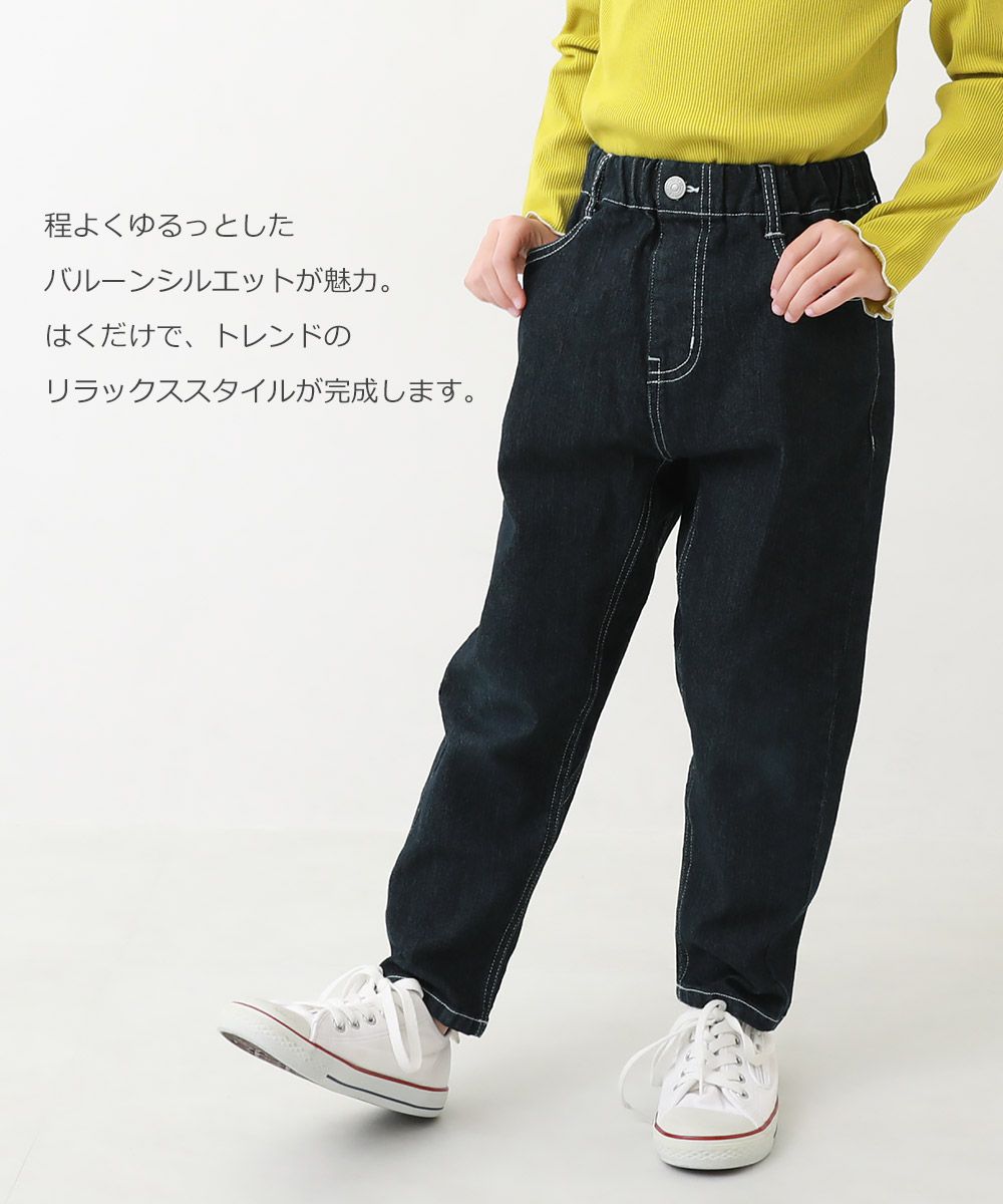 日本 devirock - RAKU DENIM 舒適丹寧褲-錐形-海軍藍