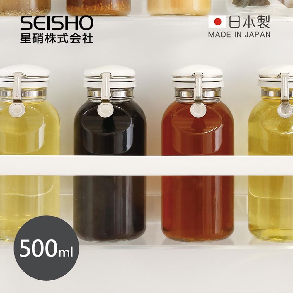 日製單手快掀扣式玻璃密封醬料瓶-500ml