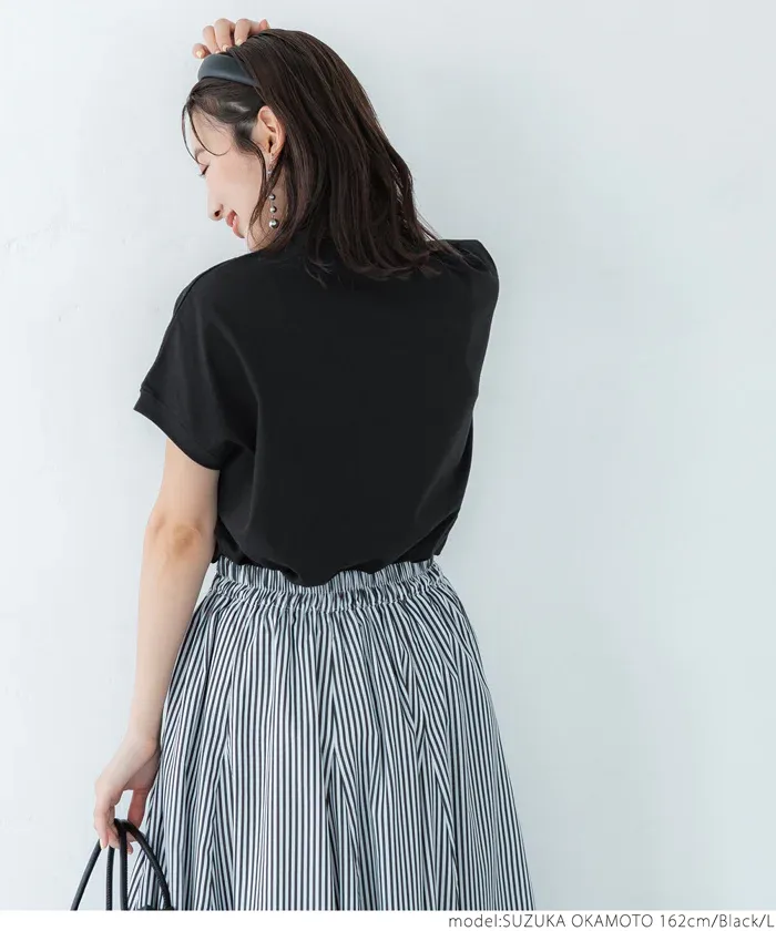 日本 COCA - 100%美國棉 厚磅短袖上衣-立領-黑