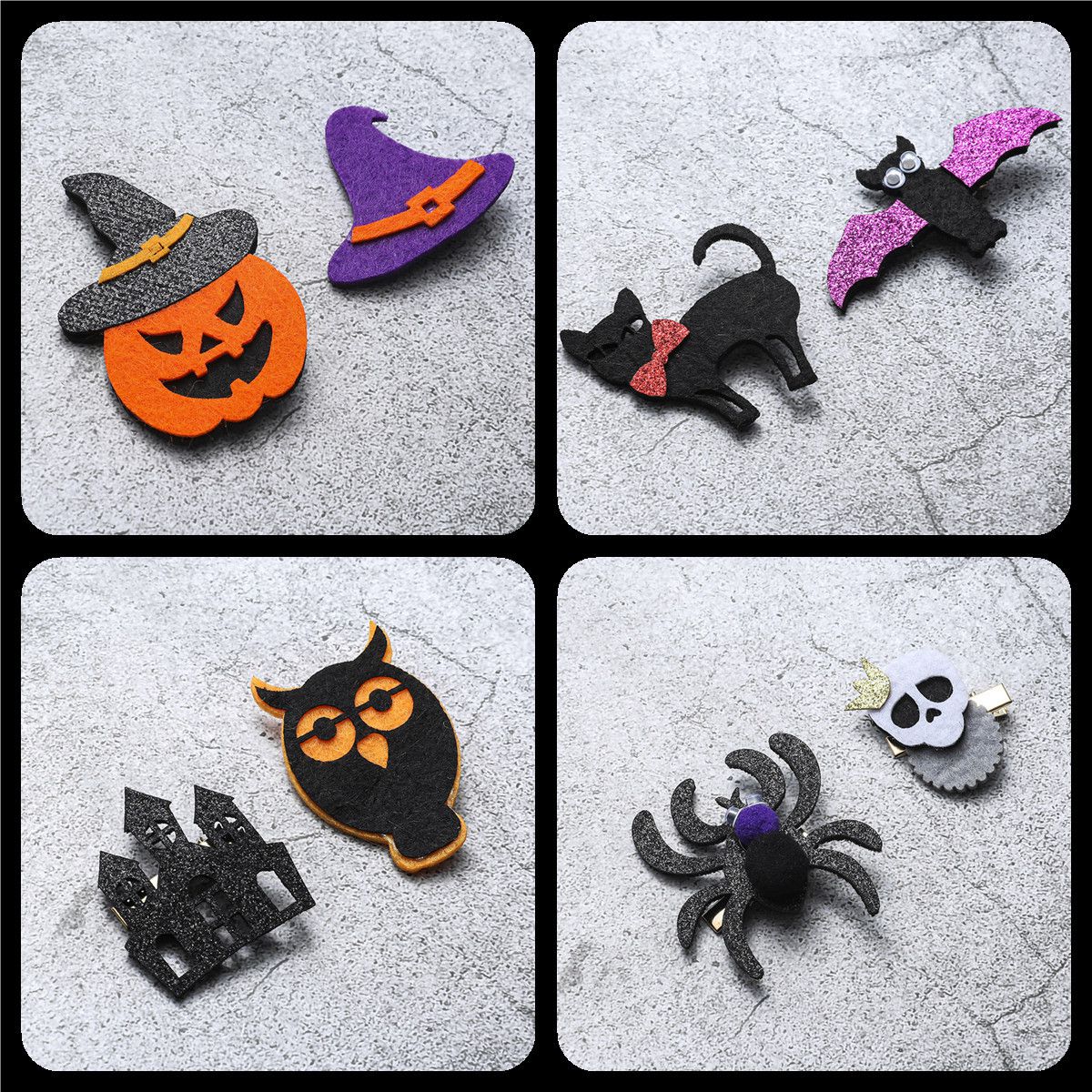 萬聖節裝飾髮夾(一對)-南瓜+女巫帽