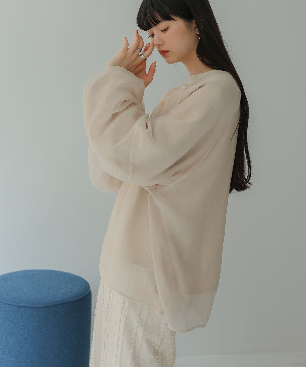 日本 Bab - [推薦]薄紗層次精緻女孩長袖上衣-淺卡其