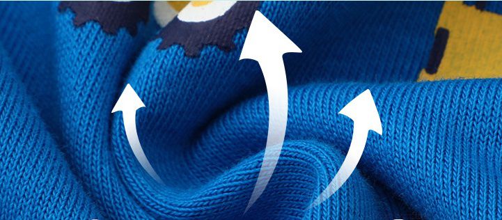 Jumping meters - 圓領棉質長袖上衣/大學T-滿滿工程車-藍色