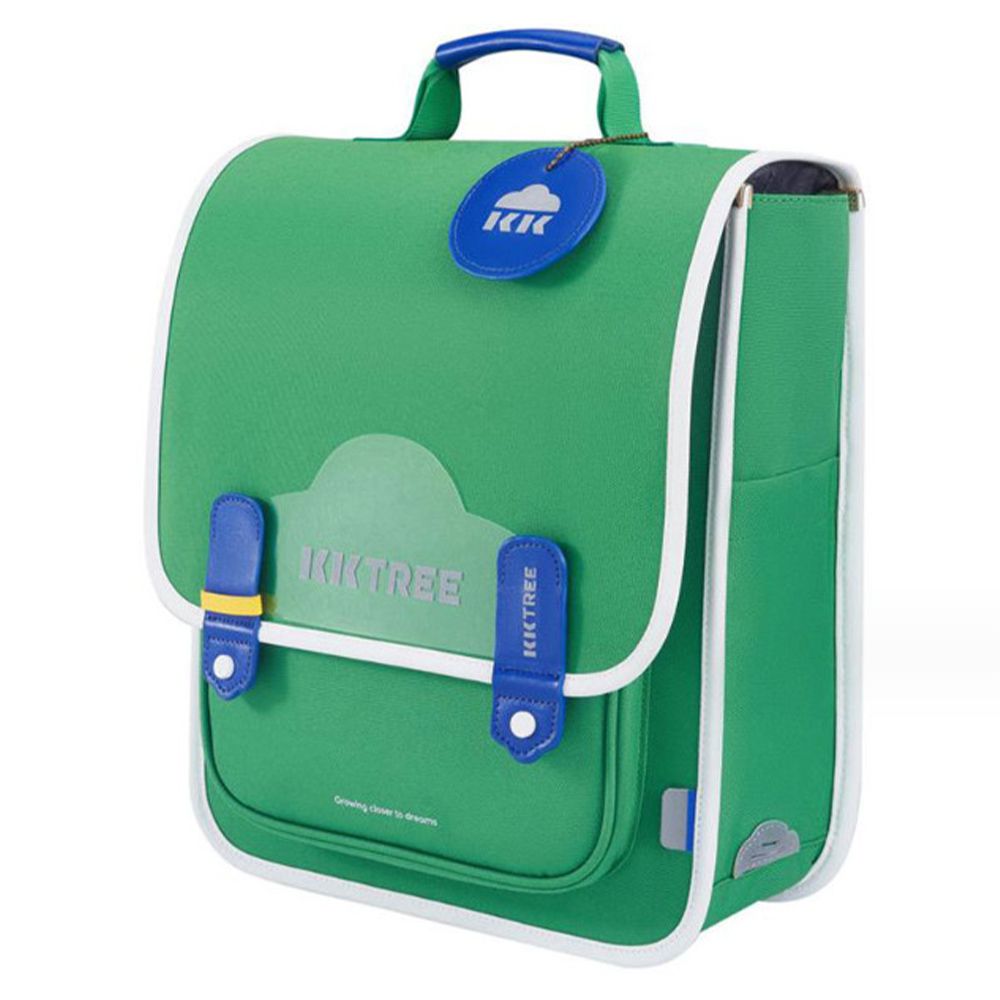 簡約掀蓋護脊書包-綠色