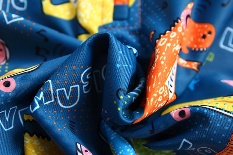 男寶長袖泳裝套裝(附帽子)-滑板恐龍-深藍+橘