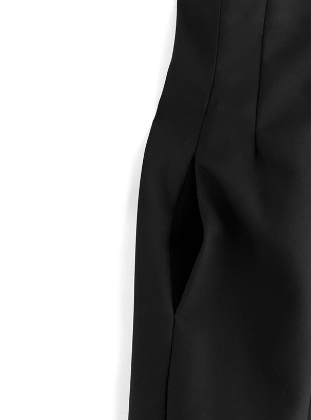 日本 GRL - 定番百搭美腿開衩長裙-簡約黑