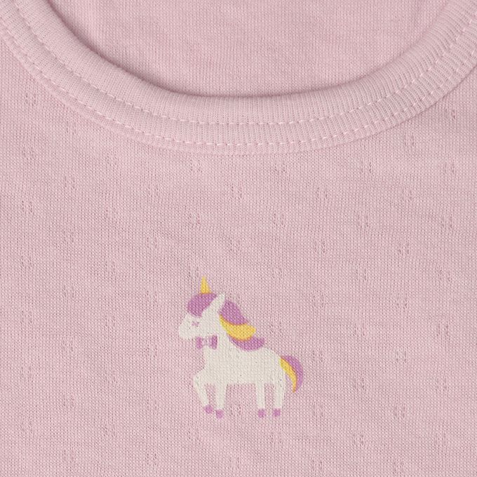 akachan honpo - 短袖圓領上衣2件組蓬鬆棉-獨角獸&蛋糕-紫色