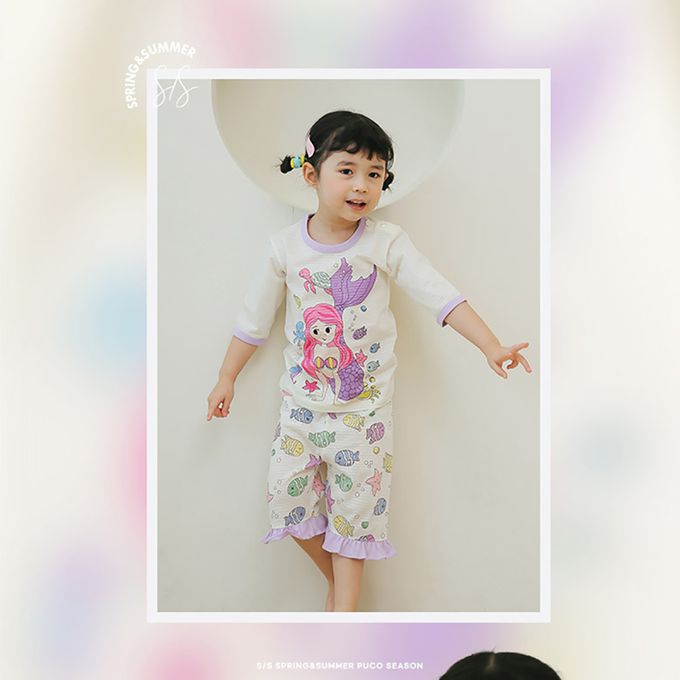 正韓 Puco - 超優質嬰幼兒/兒童七分袖100% 有機純棉家居服/睡衣-美人魚