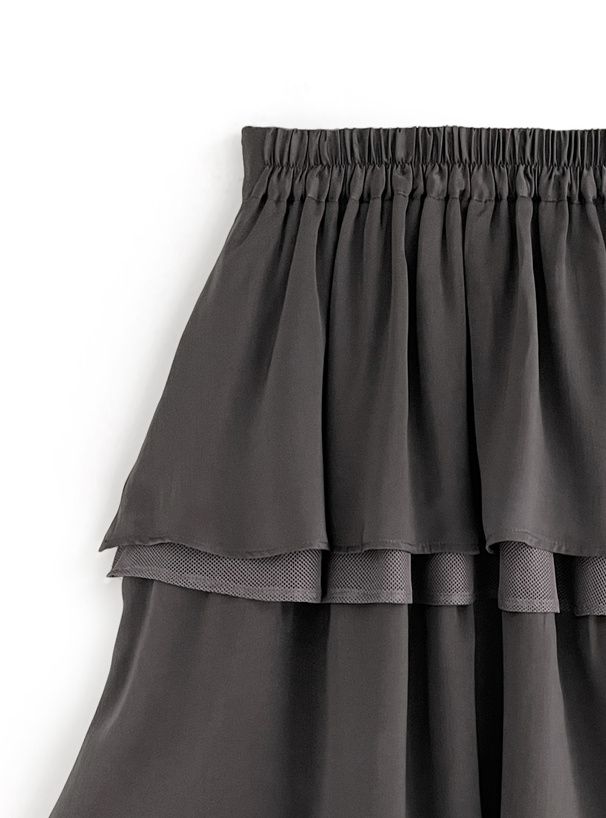 日本 GRL - 酷甜蛋糕層次長裙-黑