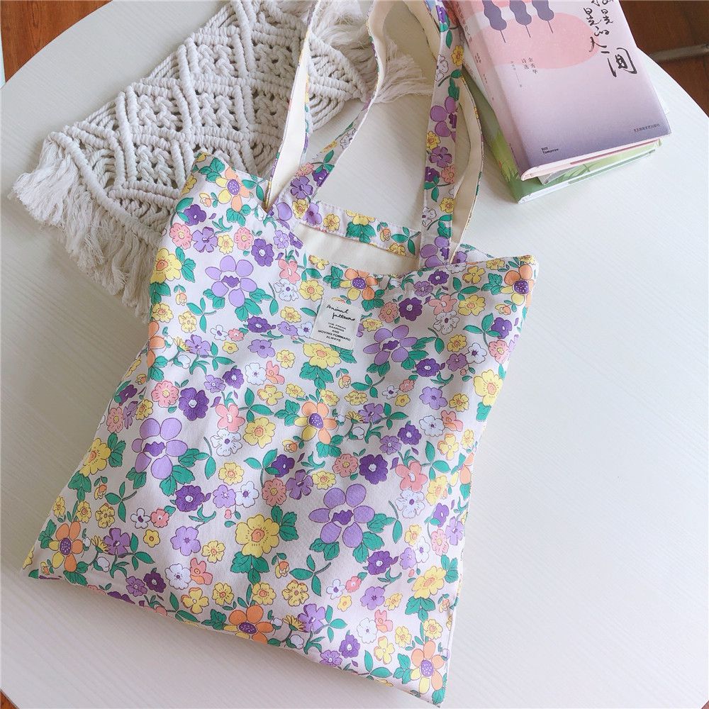 清新單肩手提帆布袋-彩色花果 (37*35cm)