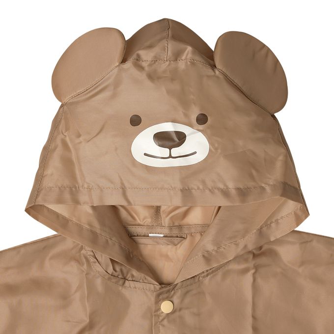 akachan honpo - 動物造型短斗篷式雨衣-小熊-咖啡色