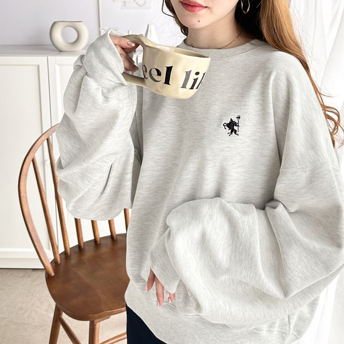 日本 Classical Elf - 低調logo刺繡裏毛休閒T恤-杏