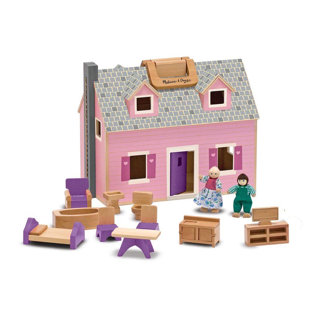 美國瑪莉莎 Melissa & Doug - MD 角色扮演-小折原木娃娃屋,溫馨別墅