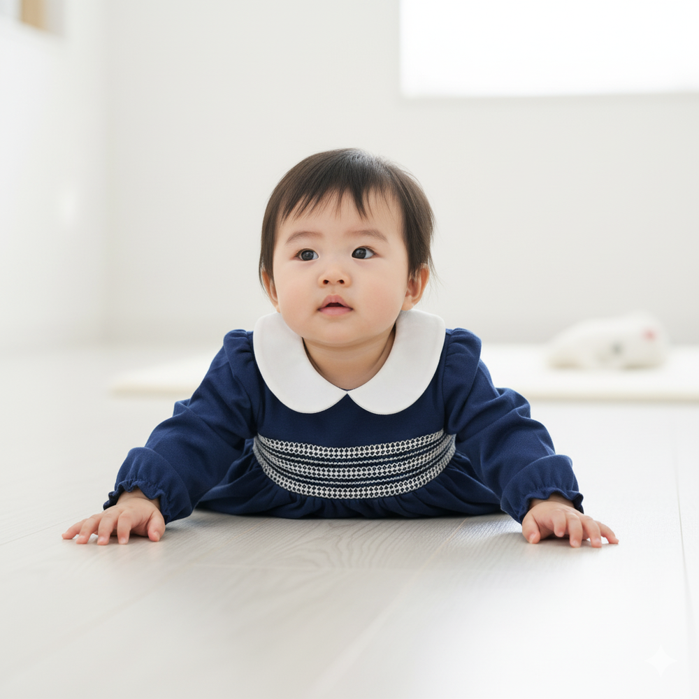 長版上衣&短褲-深藍色