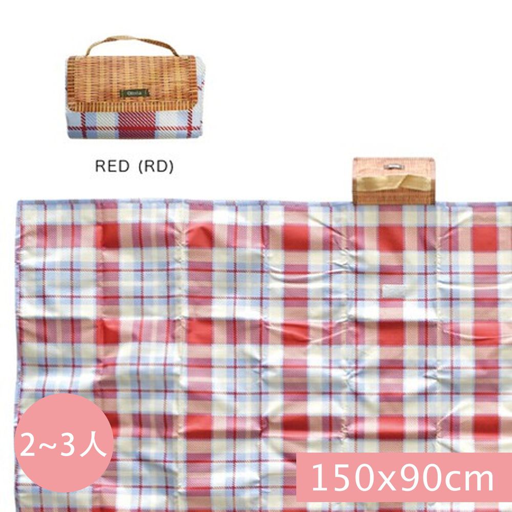 日本現代百貨 - 輕便可收納 防水野餐墊(2-3人)-紅藍格紋 (150x90cm)