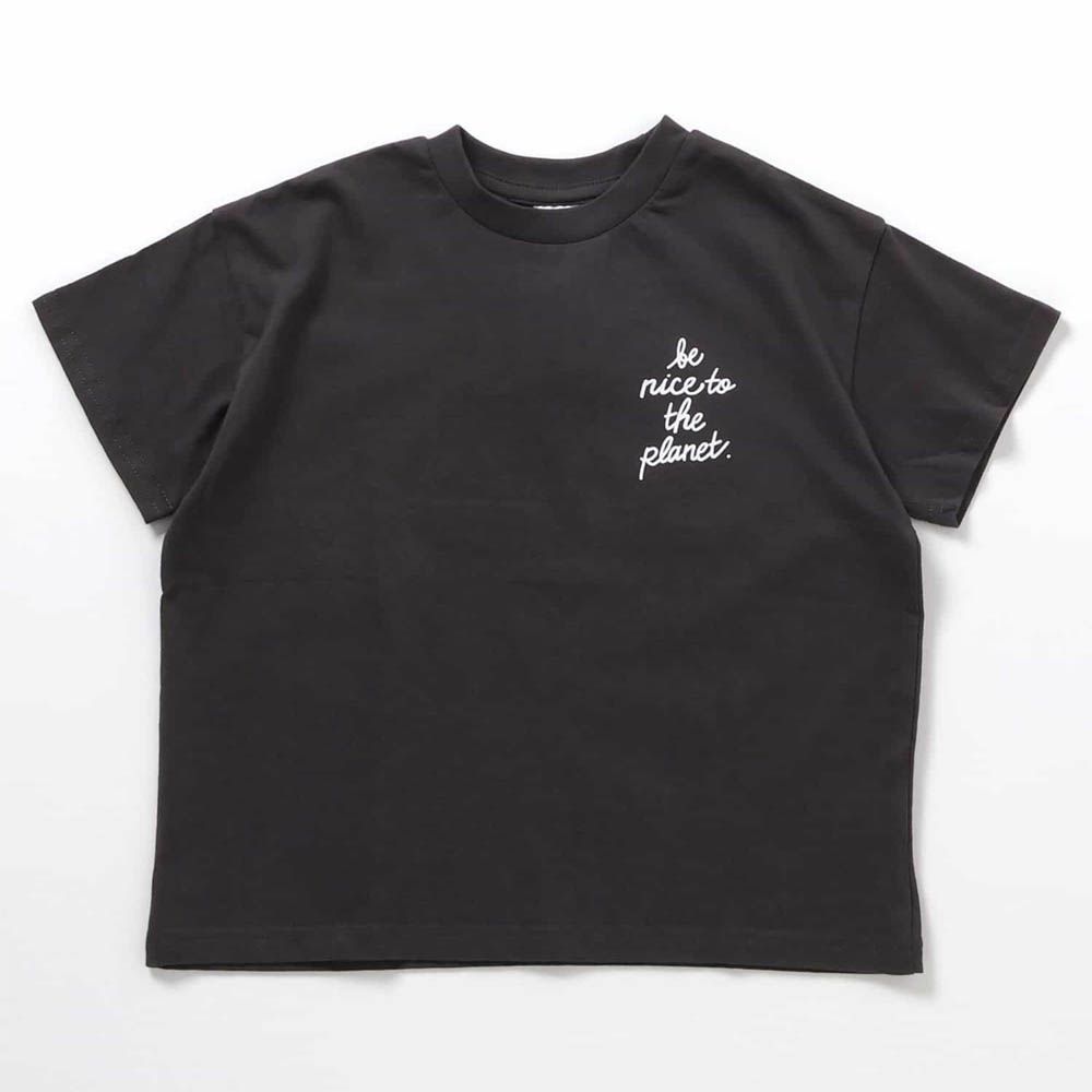 美式風格印花短袖上衣-胸前英文-炭灰