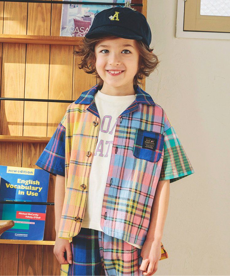 日本 BREEZE - 帥氣印花開襟短袖襯衫-丹寧藍