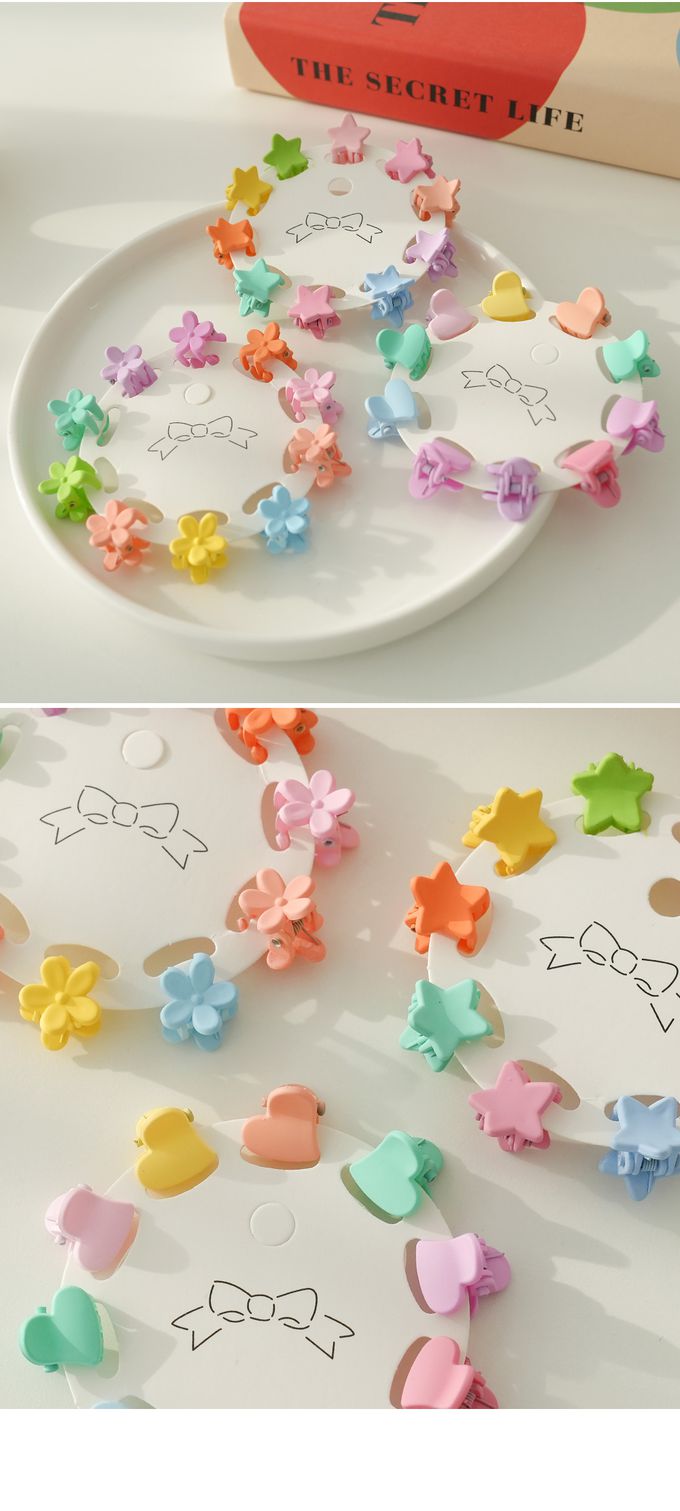 韓國 Soo&Soo - 迷你馬卡龍色小抓夾-花朵-10個一組