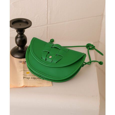 日本 Bab - 編織造型皮革半月小包-草綠