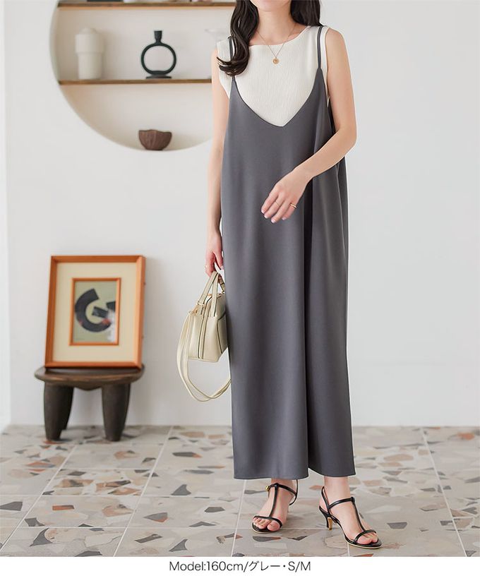 日本 Kobe Lettuce - [店員推薦] 百搭V領日系吊帶裙-(可選綁帶)-軍綠