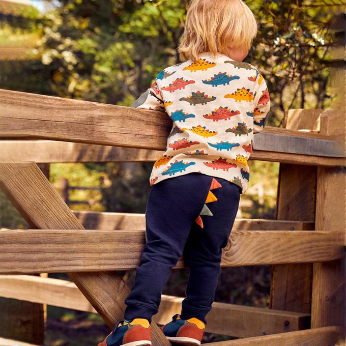 英國 JoJo Maman BeBe - 幼/兒童100%純棉長袖上衣 2 件組(可當內搭)-彩虹恐龍