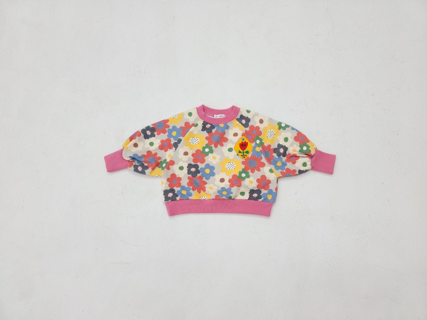 韓國 Mimico - 朵朵彩花印圓領長袖上衣