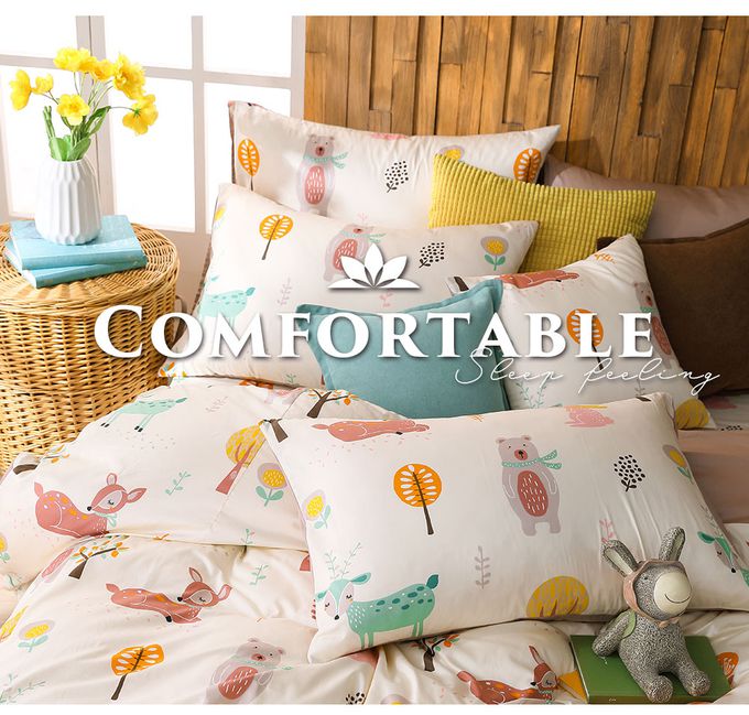鴻宇 HongYew - 雙人加大床包兩用被套組 美國棉授權品牌 300織-森林派對