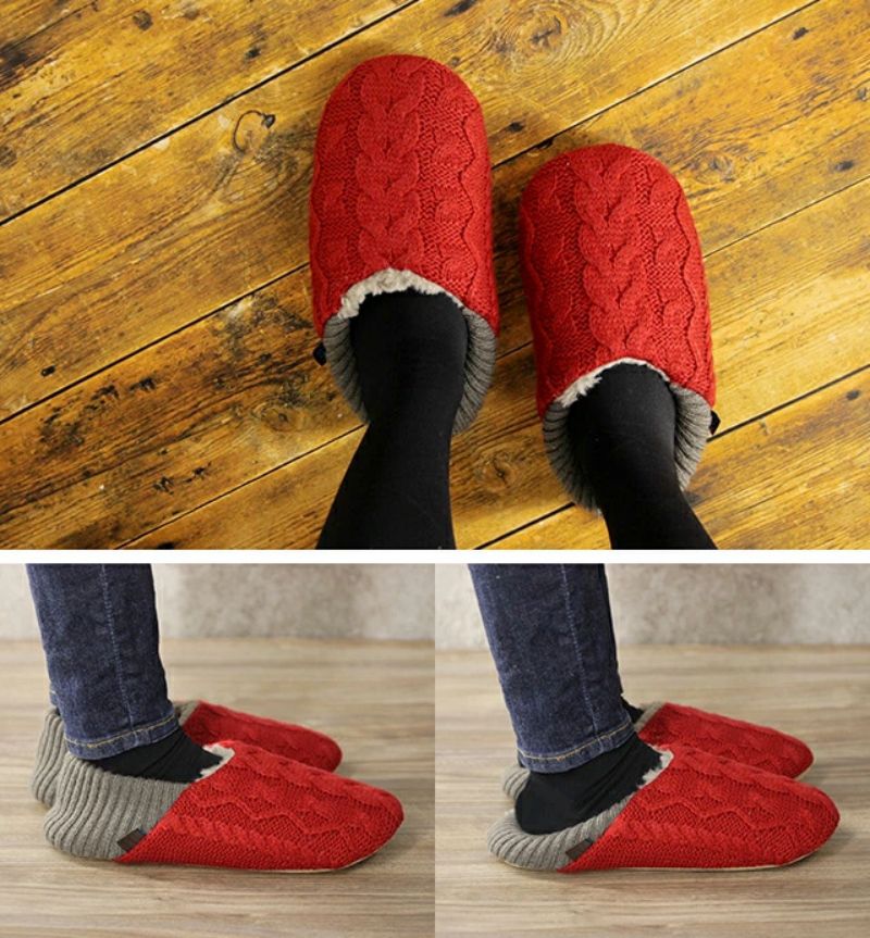 日本 BISQUE - 保暖室內拖-素色毛絨-深藍 (L(25-27cm))