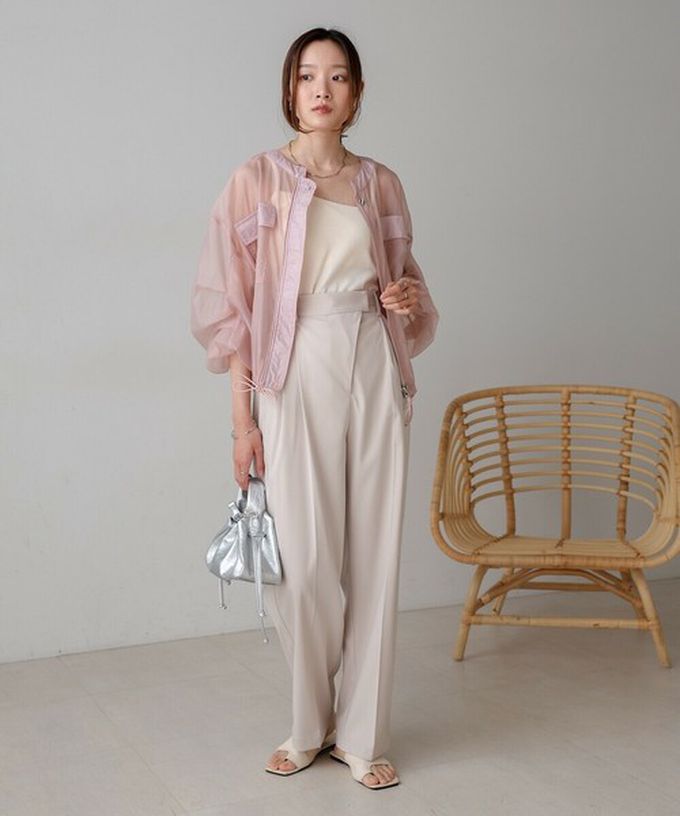 日本 Bab - 優美透膚精緻感抽繩薄外套-黑