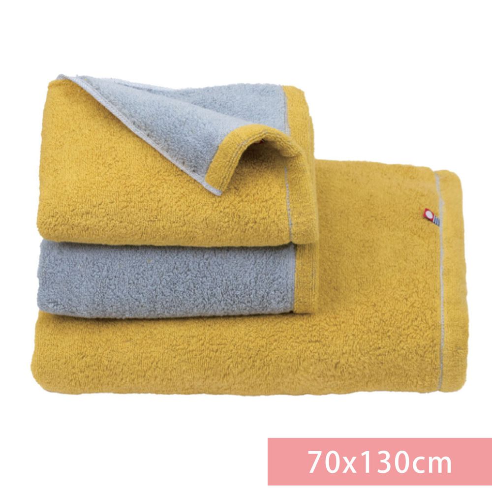 日本代購 - 日本製今治純棉大浴巾-雙面撞色-黃灰 (70x130cm)