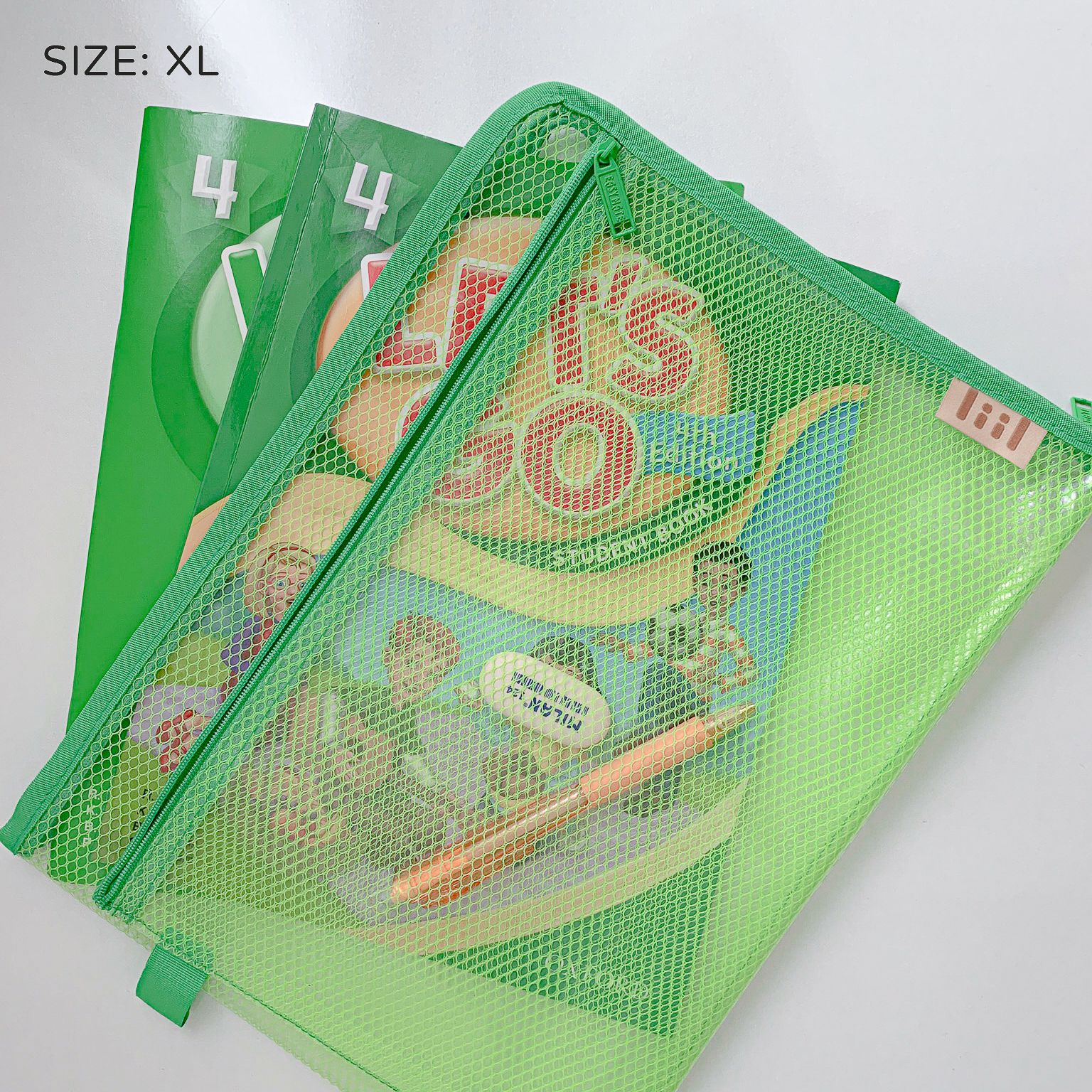 理理 liil - 透感六角網格彩虹雙拉鍊袋-草莓粉 (XL-340x250mm)