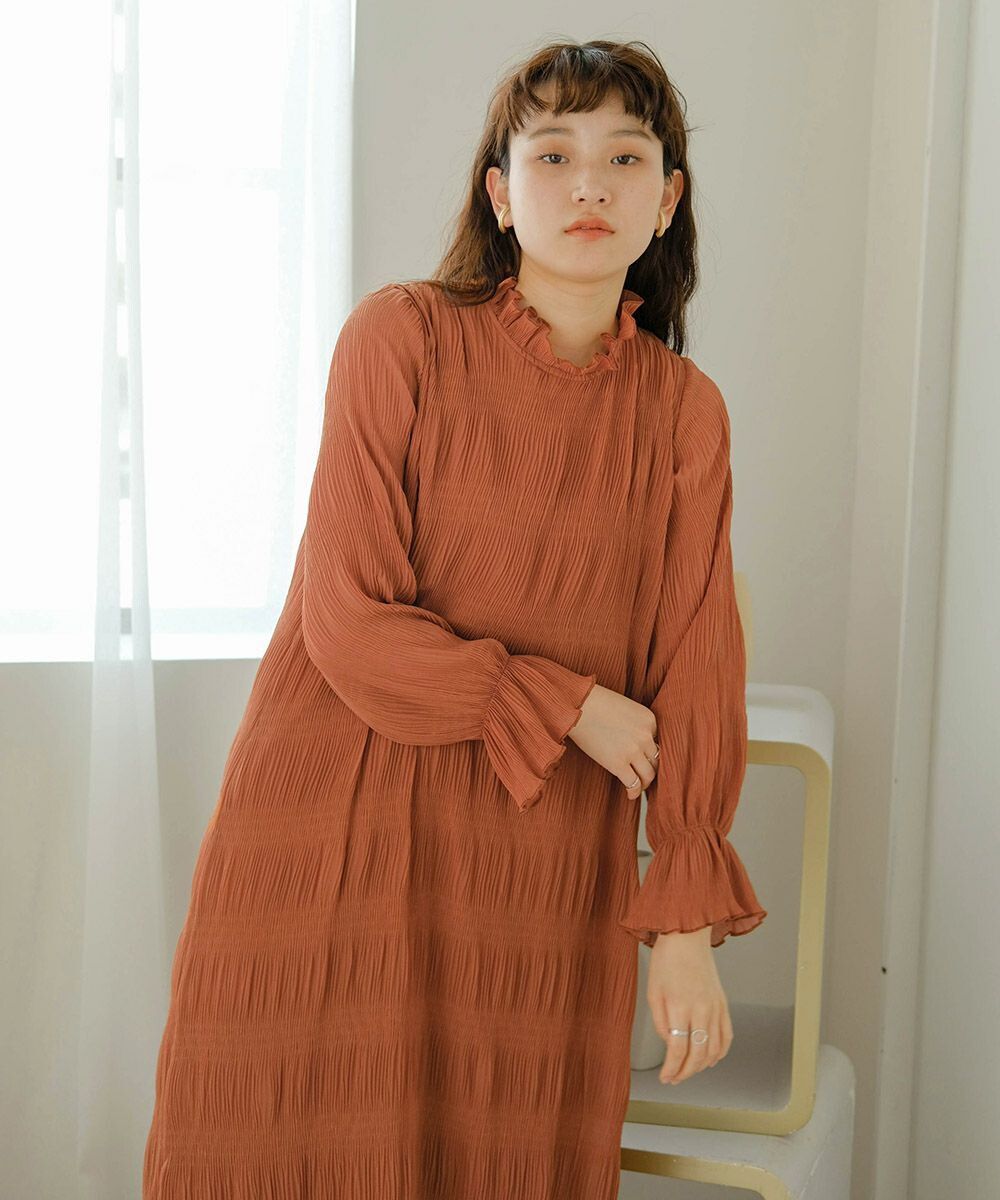 日本 Bab - 文藝木耳領層次雪紡洋裝-冰河灰