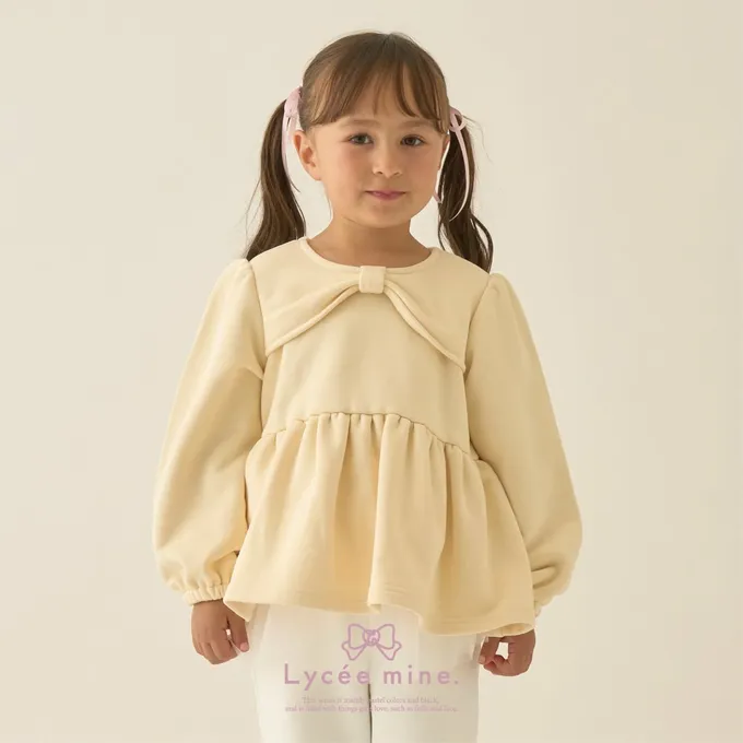 日本 Lycee mine - 胸前蝴蝶結領荷葉上衣-藍
