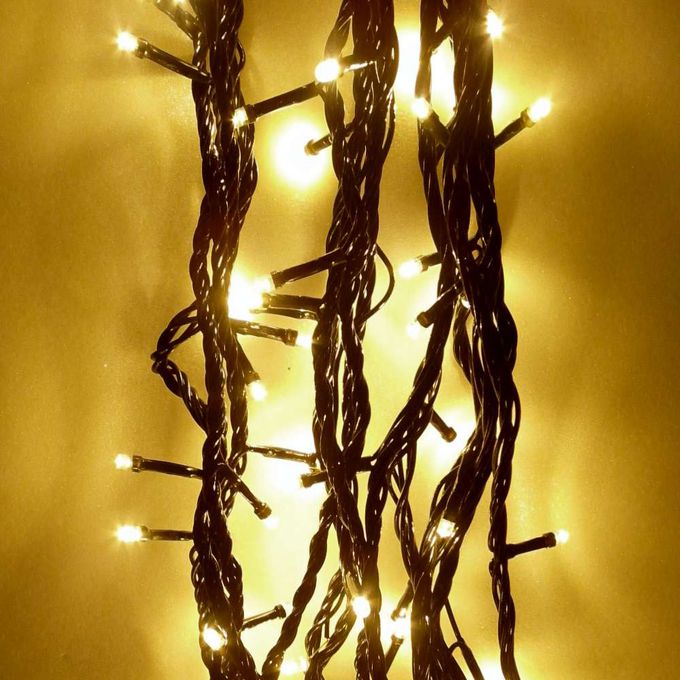 MODACore 摩達客 - 100燈LED燈室內專用串樹燈聖誕燈/暖白光黑線/附贈IC控制器