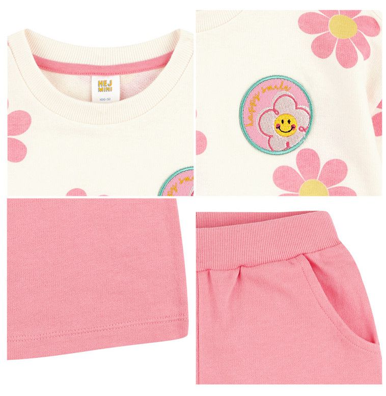 韓國 HEJMINI - 彩色花花圓領套裝-紫