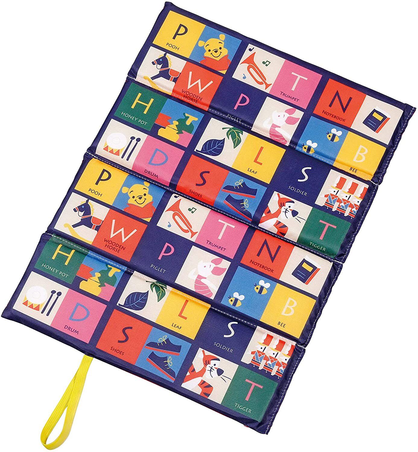 日本 Pearl 金屬 - 迪士尼單人折疊坐墊(1cm厚)-維尼繽紛格子-藍X紅 (34×27.5cm)