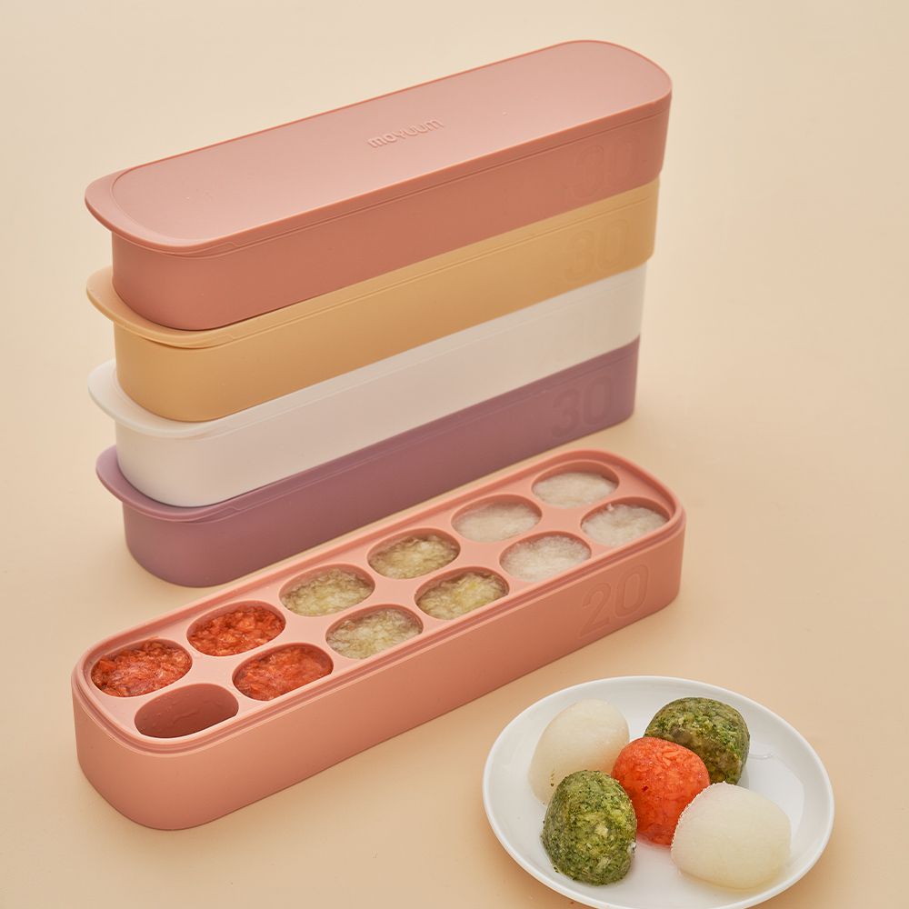 雙層密封白金矽膠副食品分裝盒(12格)-南瓜橘