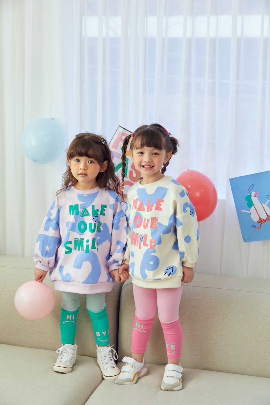 韓國 MINIATURE - MAKE OUR SMILE 長版T-米黃