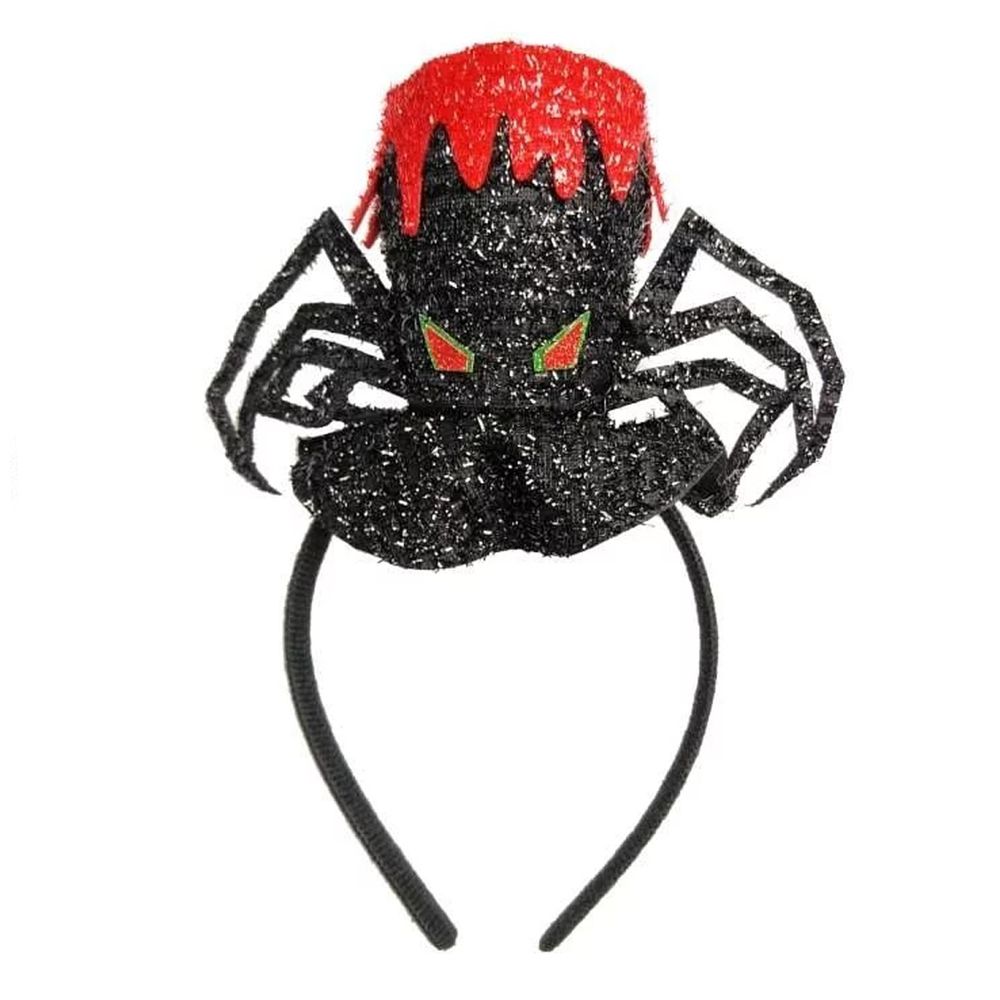 MODACore 摩達客 - 萬聖節派對頭飾-紅黑蜘蛛高帽造型髮箍 (總高：22CM寬：18CM頭頂飾品高：10CM)-單入